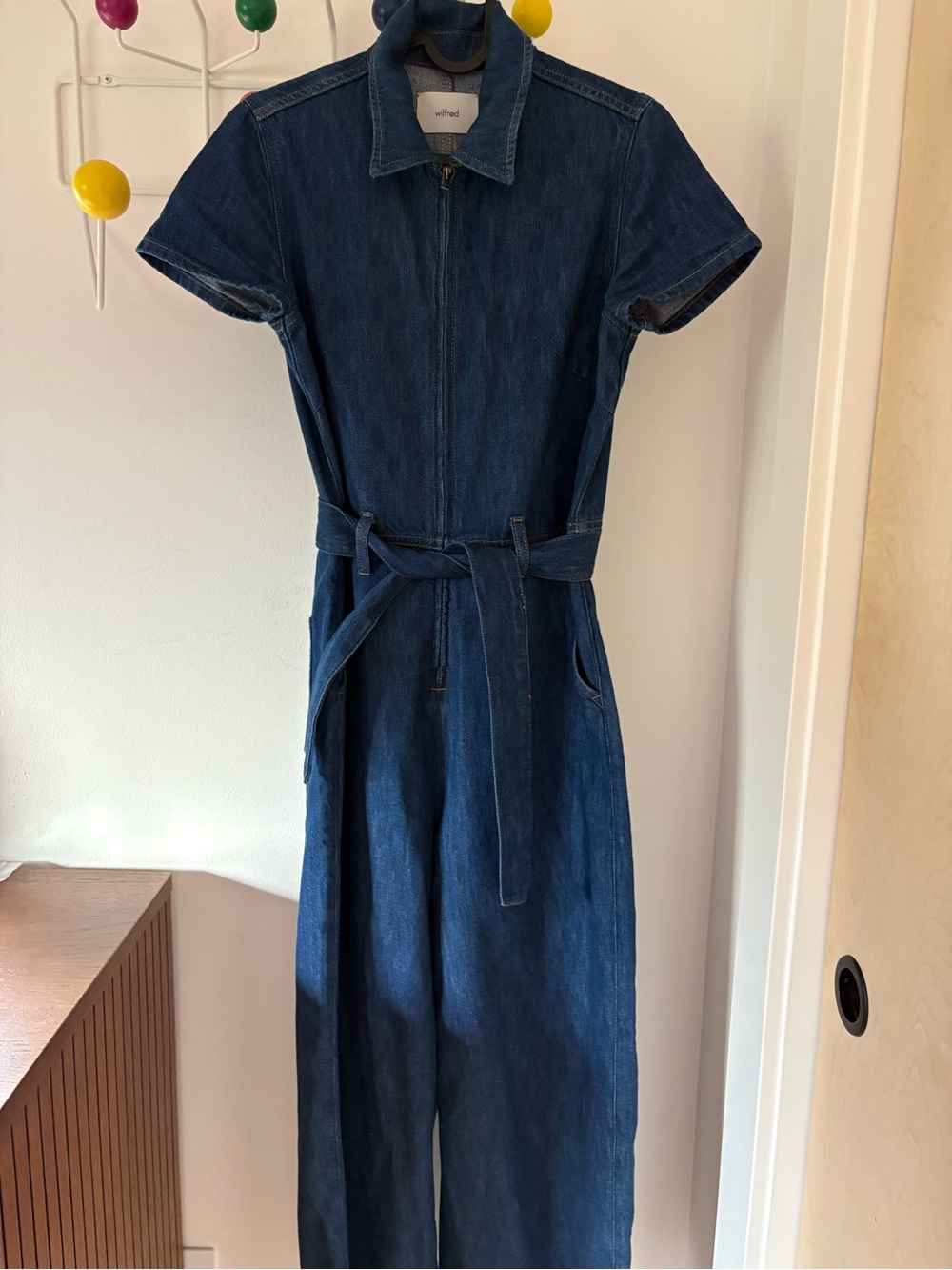 Aritzia Wilfred Approach Denim Jumpsuit Blue Wide Leg Size 2